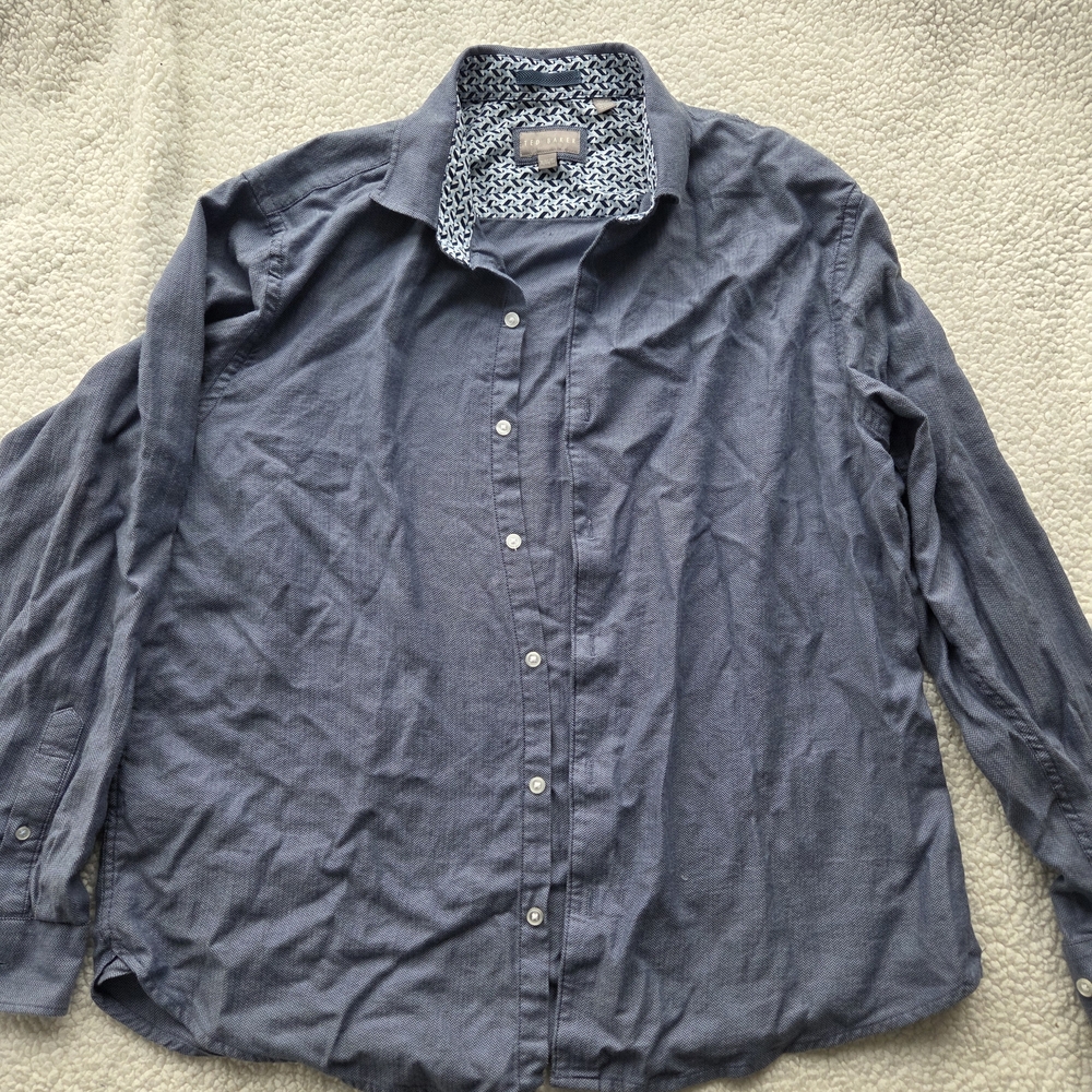 Ted Baker Men's XL Blue Button-Up Shirt